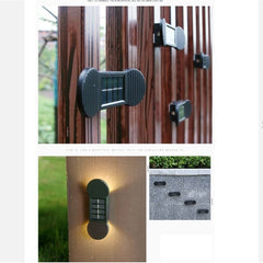 Aplica solara LED Practicpentrucasa, ABS/Policarbonat, rezistenta la apa IP65, 2 LED-uri SMD, pentru perete, scari, 1.2V, 600mah, 16 x 5.9 x 3.3 cm, lumina alb cald, negru