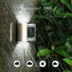 Aplica solara LED Practicpentrucasa, ABS/Policarbonat, rezistenta la apa IP65, 6 LED-uri, pentru perete, trepte, borduri, terasa, 1.2V, 600mah, 10 x 6.5 cm, doua moduri de prindere, lumina alb rece, gri