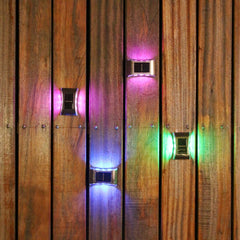 Aplica solara LED Practicpentrucasa, ABS/Policarbonat, rezistenta la apa IP65, 6 LED-uri, pentru perete, trepte, borduri, terasa, 1.2V, 600mah, 10 x 6.5 cm, doua moduri de prindere, lumina multicolora, gri