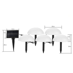 Decoratiune pentru gradina, Practicpentrucasa, lampa solara in forma de ciuperca, 5 ciuperci, alb cald