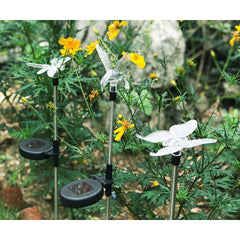 Set 3 Lampi Solare LED tip pasare-fluture-libelula, Inaltime 43 cm, Practicpentrucasa, Multicolor