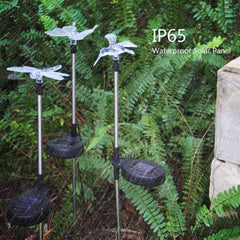 Set 3 Lampi Solare LED tip pasare-fluture-libelula, Inaltime 43 cm, Practicpentrucasa, Multicolor