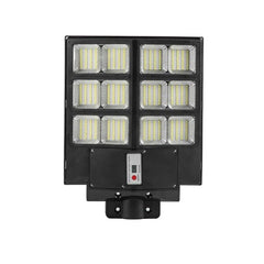 Lampa solara stradala Practicpentrucasa, cu telecomanda, senzor de miscare si lumina, suport prindere, 480 LED-uri, IP65, ABS, 15AH, 300W, temperatura culoare 6500K, 44.6x34.8x7.2 cm, autonomie 10-12 ore, negru