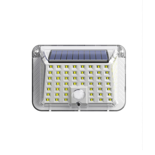 Lampa solara de perete Practicpentrucasa, 90 LED-uri SMD, senzor de miscare, IP65, 1200mAh, material ABS, lumina alb rece, alb