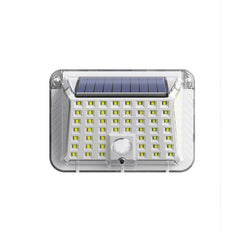 Lampa solara de perete Practicpentrucasa, 90 LED-uri SMD, senzor de miscare, IP65, 1200mAh, material ABS, lumina alb rece, alb
