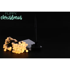 Instalatie Craciun, 5 metri, 20 de LED-uri cu ornament tip Bulb, 8 jocuri de lumini alb cald, cu energie solara, liniar, cablu verde, interior/exterior, Practicpentrucasa