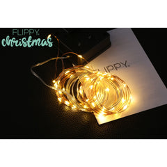 Instalatie Craciun, 5 metri, 50 de LED-uri, alb cald, cu energie solara, fir de cupru, liniar, interior/exterior, Practicpentrucasa