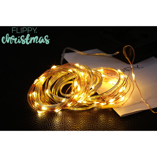 Instalatie Craciun, 5 metri, 50 de LED-uri, alb cald, cu energie solara, fir de cupru, liniar, interior/exterior, Practicpentrucasa