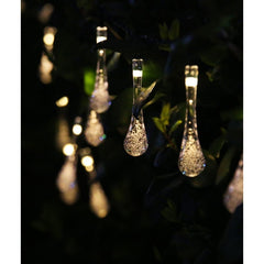 Instalatie Craciun, Tip Picaturi de apa, 20 Led-uri, 5 metri, Alb cald, Energie solara, Senzor de lumina, Practicpentrucasa