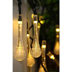 Instalatie Craciun, Tip Picaturi de apa, 20 Led-uri, 5 metri, Alb cald, Energie solara, Senzor de lumina, Practicpentrucasa