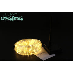 Instalatie luminoasa de Craciun tip furtun luminos, 300 LED-uri, 32 metri lungime, 8 programe, 2 metri prelungitor, sarma din cupru, incarcare solara, alb cald, Practicpentrucasa