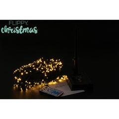 Instalatie luminoasa de Craciun cu LED, 300 LED-uri, 32 metri lungime, 8 programe, interior/exterior, incarcare solara, alb cald, Practicpentrucasa