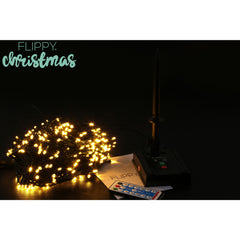 Instalatie luminoasa de Craciun cu LED, 300 LED-uri, 32 metri lungime, 8 programe, interior/exterior, incarcare solara, alb cald, Practicpentrucasa