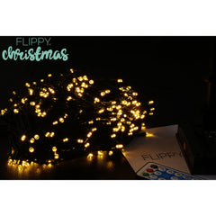 Instalatie luminoasa de Craciun cu LED, 300 LED-uri, 32 metri lungime, 8 programe, interior/exterior, incarcare solara, alb cald, Practicpentrucasa