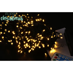 Instalatie luminoasa de Craciun cu LED, 300 LED-uri, 32 metri lungime, 8 programe, interior/exterior, incarcare solara, alb cald, Practicpentrucasa