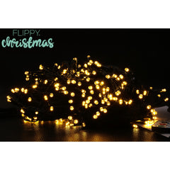 Instalatie luminoasa de Craciun cu LED, 300 LED-uri, 32 metri lungime, 8 programe, interior/exterior, incarcare solara, alb cald, Practicpentrucasa