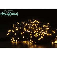 Instalatie luminoasa de Craciun cu LED, 300 LED-uri, 32 metri lungime, 8 programe, interior/exterior, incarcare solara, alb cald, Practicpentrucasa