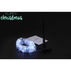 Instalatie luminoasa de Craciun tip furtun luminos, 300 LED-uri, 32 metri lungime, 8 programe, 2 metri prelungitor, sarma din cupru, incarcare solara, alb rece, Practicpentrucasa