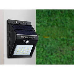 Lampa cu incarcare solara si senzor de miscare pentru exterior, 20 LED cu distanta de inductie, montaj pe perete, fara cabluri, Practicpentrucasa