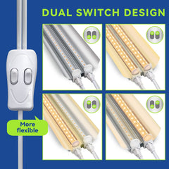 Lampa dubla pentru cresterea plantelor Practicpentrucasa, 50 cm, T5, tehnologie LED, nu afecteaza plantele, potrivit pentru intregul ciclu de crestere, lumina alb calda