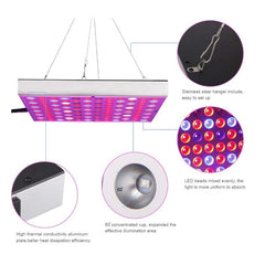 Lampa LED 45W Practicpentrucasa, pentru cresterea plantelor in interior, 225 de leduri, 165 leduri rosii, 60 albastre, 30 x 30 cm, multicolor