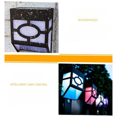 Lampa solara cu senzor Geometric, IP65, Lumina colorata, Practicpentrucasa