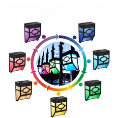 Lampa solara cu senzor Geometric, IP65, Lumina colorata, Practicpentrucasa