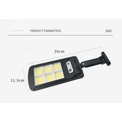 Lampa Solara De Exterior LED Practicpentrucasa, 36 cm x 11.5 cm, 2880 Lumeni 120 COB LED 24 W - echivalent 192 W bec incadescent, IP65, Senzor de Miscare, Senzor de Lumina, 6 Grile, Alb Rece