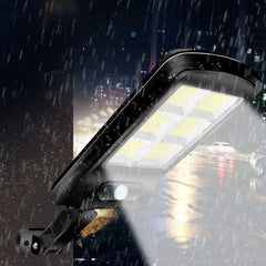 Lampa Solara De Exterior LED Practicpentrucasa, 36 cm x 11.5 cm, 2880 Lumeni 120 COB LED 24 W - echivalent 192 W bec incadescent, IP65, Senzor de Miscare, Senzor de Lumina, 6 Grile, Alb Rece