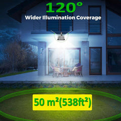 Lampa Solara De Exterior LED Practicpentrucasa, 36 cm x 11.5 cm, 3072 Lumeni 128 COB LED 25.6 W - echivalent 205 W bec incadescent, IP65, Senzor de Miscare, Senzor de Lumina, 4 Grile, Alb Rece
