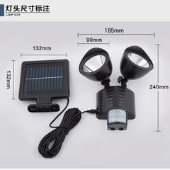 Lampa solara de tip decoratiune pentru gradina, Practicpentrucasa, model felinar dublu cu senzor de miscare, alb rece