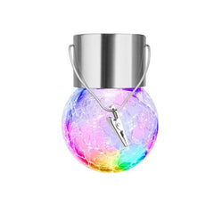 Lampa Solara Practicpentrucasa, LED, Tip Candelabru Mic, Cu Bila Din Sticla Crapata, Exterioara, Impermeabila, Iluminare 6-12 H, Multicolor