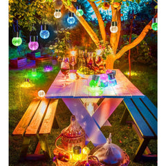 Lampa Solara Practicpentrucasa, LED, Tip Candelabru Mic, Cu Bila Din Sticla Crapata, Exterioara, Impermeabila, Iluminare 6-12 H, Multicolor