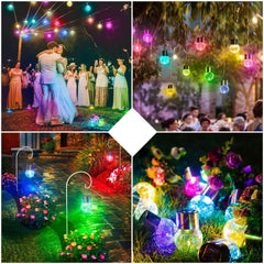 Lampa Solara Practicpentrucasa, LED, Tip Candelabru Mic, Cu Bila Din Sticla Crapata, Exterioara, Impermeabila, Iluminare 6-12 H, Multicolor