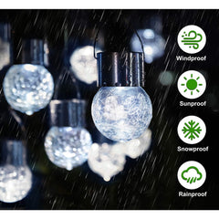 Lampa Solara Practicpentrucasa, LED, Tip Candelabru Mic, Cu Bila Din Sticla Crapata, Exterioara, Impermeabila, Iluminare 6-12 H, Alb