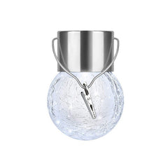 Lampa Solara Practicpentrucasa, LED, Tip Candelabru Mic, Cu Bila Din Sticla Crapata, Exterioara, Impermeabila, Iluminare 6-12 H, Alb