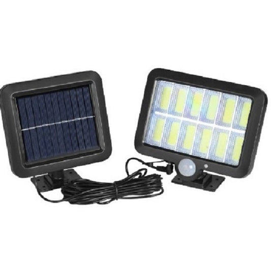 Lampa Solara LED 120 COB, Practicpentrucasa, 12 Grile, Senzor de Lumina si Miscare, Lungime Cablu 5 m, Lumina Alba