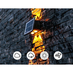 Lampa solara LED bidirectionala dreptunghiulara pentru perete Practicpentrucasa, 20.5x10 cm, 6 LED-uri, 5.5V, ABS, 500mAh, rezistent la apa IP65, alb cald