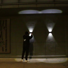 Lampa solara LED bidirectionala Practicpentrucasa, cu panou ajustabil, comutator culoare lumina, pentru perete, scari, gradina, terasa, 16 x 6.5 cm, 6 LED-uri, material ABS, baterie 3.7 V, 1200mah, multicolor