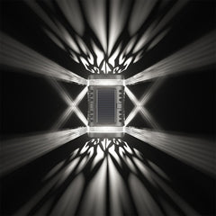 Lampa solara LED decorativa cu lumina bidirectionala Practicpentrucasa, IP65, 1.2V, 600mah, 15.1 x 9 x 6 cm, material ABS, alb rece