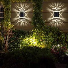 Lampa solara LED decorativa cu lumina bidirectionala Practicpentrucasa, IP65, 1.2V, 600mah, 15.1 x 9 x 6 cm, material ABS, alb rece