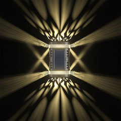 Lampa solara LED decorativa cu lumina bidirectionala Practicpentrucasa, IP65, 1.2V, 600mah, 15.1 x 9 x 6 cm, material ABS, alb cald