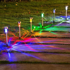 Lampa solara Led decorativa pentru gradina, Argintie, Practicpentrucasa, Lumina Multicolor