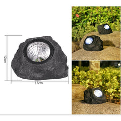 Lampa solara LED decorativa pentru gradina Practicpentrucasa, imitatie piatra, lumina puternica 4 LED-uri, 12 x 15 cm, material ABS, baterie Ni-MH, 600 mAh, panou solar 2V, lumina alb rece, gri
