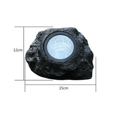 Lampa solara LED decorativa pentru gradina Practicpentrucasa, imitatie piatra, lumina puternica 4 LED-uri, 12 x 15 cm, material ABS, baterie Ni-MH, 600 mAh, panou solar 2V, lumina alb rece, gri