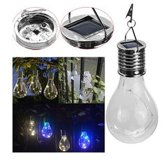 Lampa Solara LED Decorativa sub forma de Bulb, pentru exterior, suspendata, IP65, Ultron Albastru, Practicpentrucasa