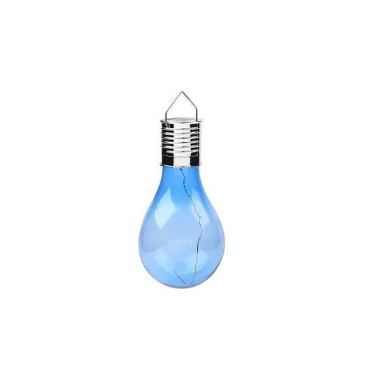 Lampa Solara LED Decorativa sub forma de Bulb, pentru exterior, suspendata, IP65, Ultron Albastru, Practicpentrucasa