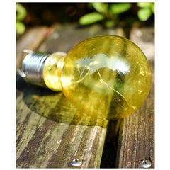 Lampa Solara LED Decorativa sub forma de Bulb, pentru exterior, suspendata, IP65, Ultron Galben, Practicpentrucasa