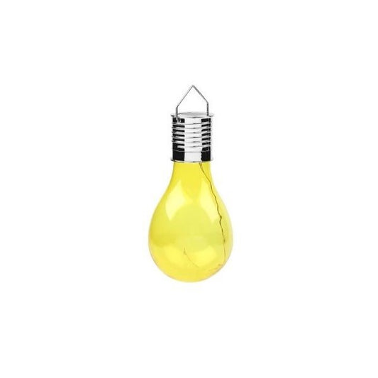 Lampa Solara LED Decorativa sub forma de Bulb, pentru exterior, suspendata, IP65, Ultron Galben, Practicpentrucasa