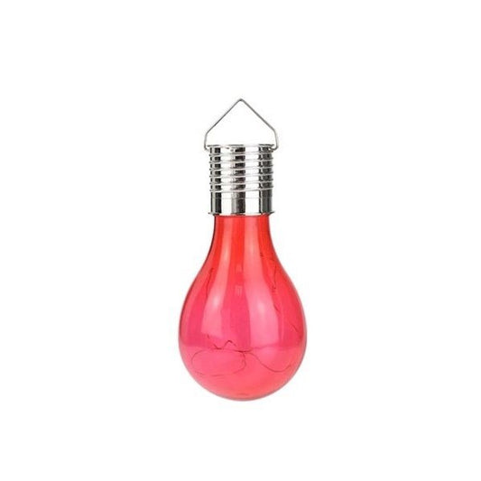 Lampa Solara LED Decorativa sub forma de Bulb, pentru exterior, suspendata, IP65, Ultron Rosu, Practicpentrucasa